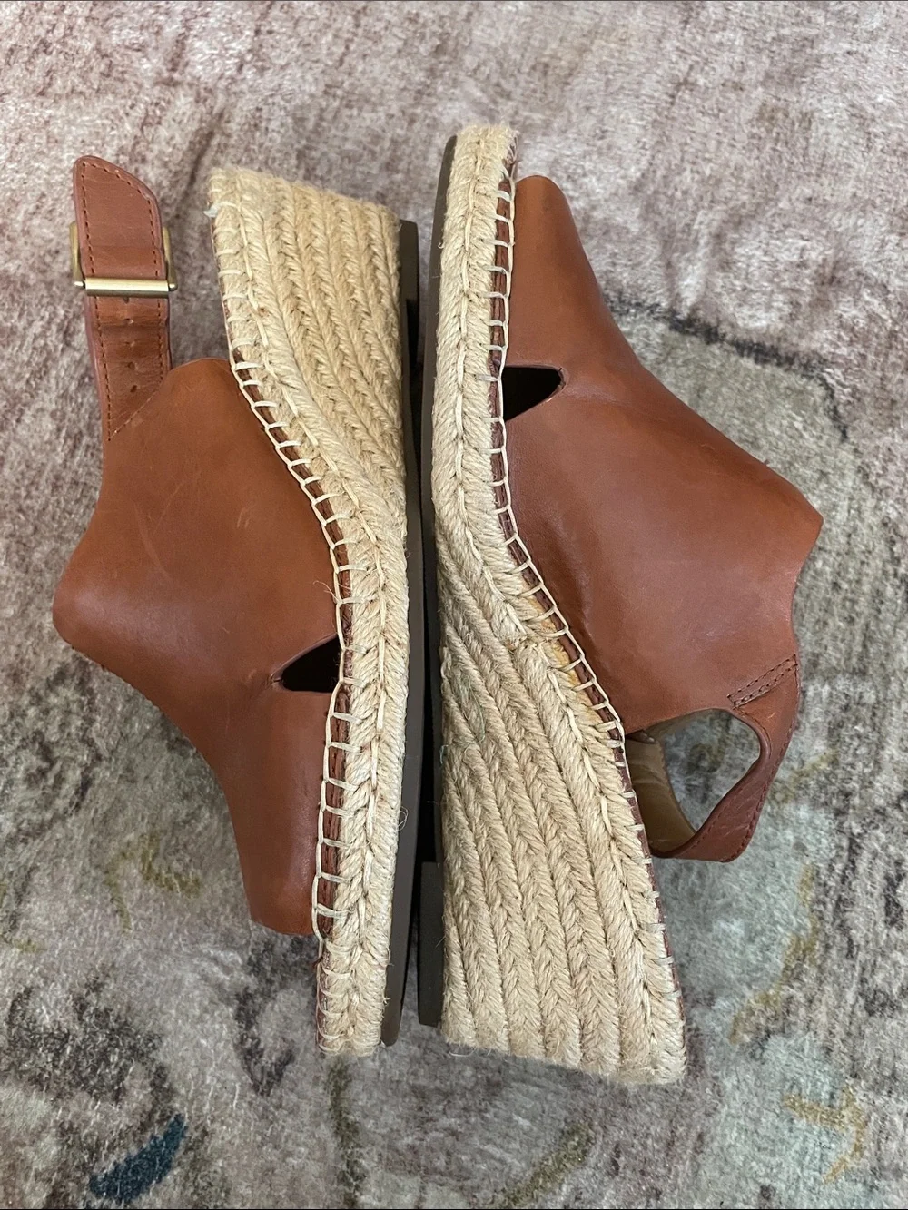 Clarks Women’s Brown Leather Espadrille Slingback Sandals